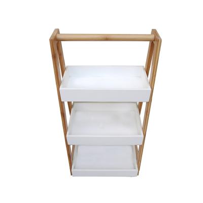 China Modern Amazon hot sale three layers of bamboo+metal shelf for sale