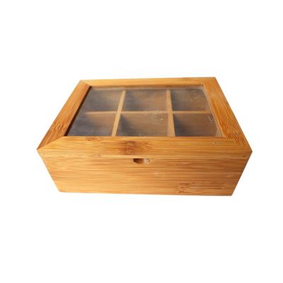 China Hot Sale Farmhouse Box Six-lattice Bamboo Storage Box for sale