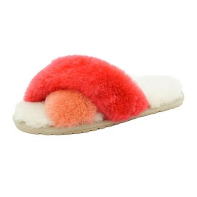 China Custom Colored Luxury 100% Luxury Anti-Smell Warmlab Wool Slipper Slides For Women for sale