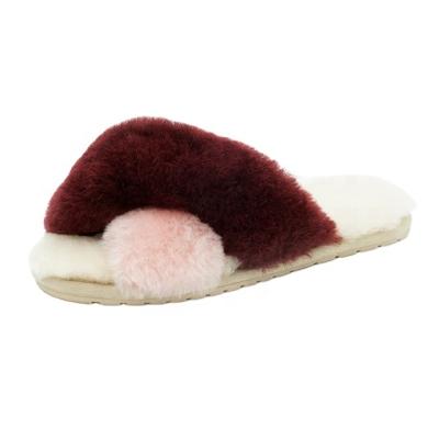 China Custom Colored Luxury 100% Luxury Anti-Smell Warmlab Wool Slipper Slides For Women for sale