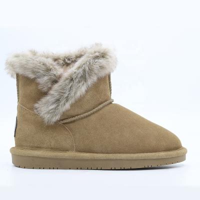 China Round Winter Woolen Waterproof Warm Hairy Fur Boots Outdoor Comfortable Women's Boots for sale