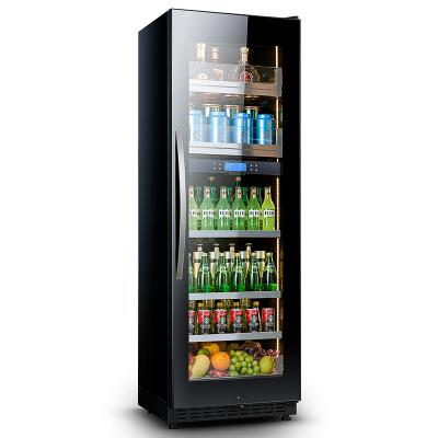 China Glass Door Beer Fridge Car Wine and Beverage Coolers Double Zone Refrigerator Compressor Cellar for sale