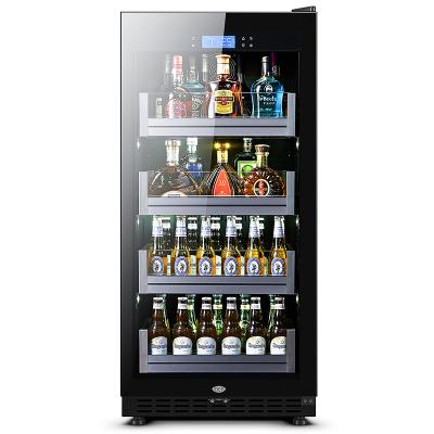 China Odino Responsive Beverage Cooler Touch Screen Refrigerator - 208L Capacity Freestanding and Built-in with Glass Door for Soda Beer Wine Drinkr JCD208 for sale