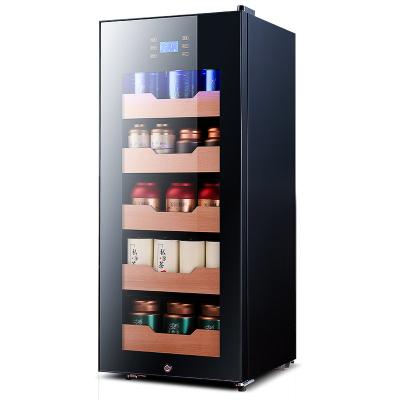 China Sensitive Odino Touch Screen Tea Cooler Single Zone Fridge Freestanding Tea Fridge with Full Glass and Over-Layer Tempered Reversible Glass Door for sale