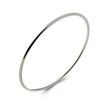 China Vintage Plain Thin Simple Silver Dome 925 Silver Jewelry Smooth Infinity Circle Bangle Bracelet Charm Bangle for sale