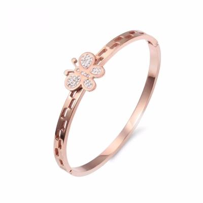 China Four Leaf Clover Ring Jewelry 18K Rose Gold Au 750 Diamond Cubic Zirconia Female Wholesale Solid Bracelet for sale