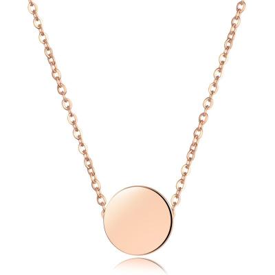 China Hot Sales Stainless Steel Fashion Inspire Jewelry Delicacy Engraved Hollow Jewelry For Women 14k Gold Plated Disc Pendant Necklace for sale