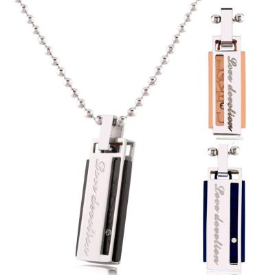 China 2020 Popular Tone Stamped Love Gift Double Message Necklace Romantic Most Stainless Steel Jewelry Men Women PCs Pendant for sale