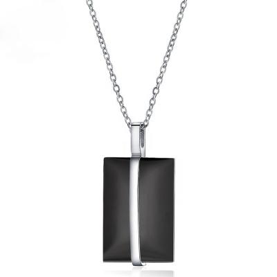 China Latest Design Wholesale Tungsten Carbide Punk Squares And Simple Pendant Necklace For Men for sale