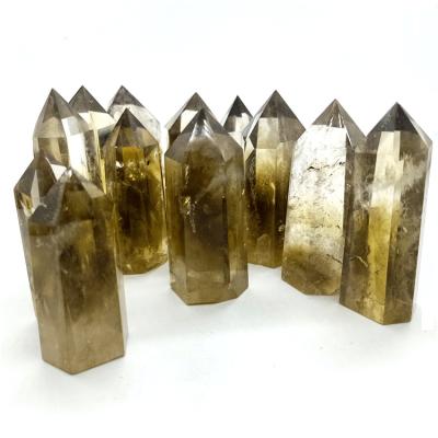 China China factory direct sales smokey wand healing tower citrine crystal point for sale