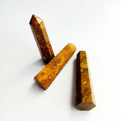 China Wholesale Natural Yellow Ocean Jasper Obelisk Crystal Wand Healing Crystal Point from China for sale