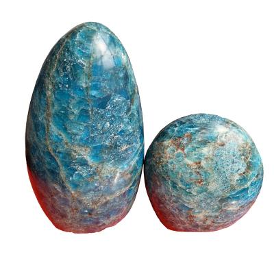 China China factory direct sale Crystal Blue Apatite healing natural freeform stone for decoration for sale