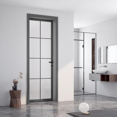 China GIONZI Style Modern Narrow Aluminum Glass Doors Bathroom Soundproof Tempered Glass Doors for sale