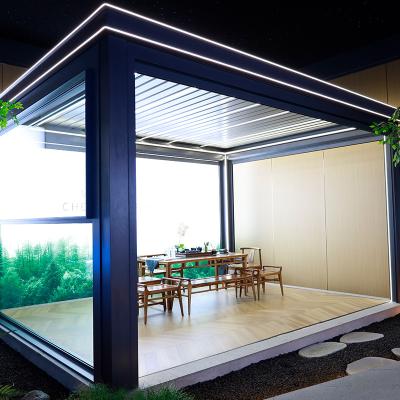 China GIONZI Aluminum Alloy Waterproof Smart Sunshade Leisure Pergola Outdoor Pavilion for sale