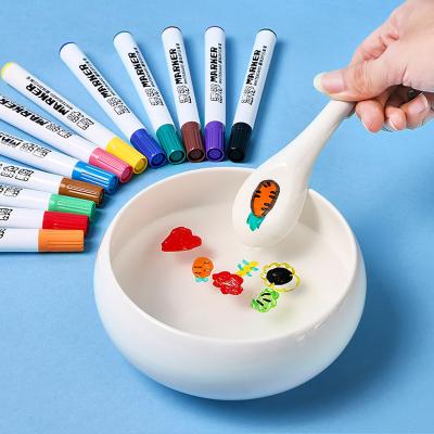 China Used For Drawing/Children's 3D Art Float For Surface Magical Water Painting Magic Floating Marker Pen Marker With Ceramic Spoon Halloween Painting/Coloring 12 Colors for sale