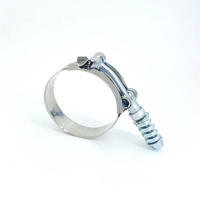 China Manufacturer Selling Heavy Duty Fixed T-bolt Hose Pipe Clamp Stainless Steel T-bolt Adjustable Single Hose Clamp for sale