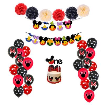 China 2021 Inovacion Minnie Mouse Happy Birthday Banner Cake Topper Minnie Birthday Decorations 1st Birthday Party Decorations DGBD-094 for sale