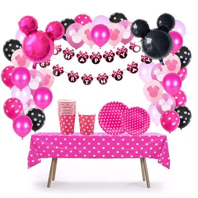 China Luxury 1st Birthday Party Supplies Baby Favor Decor Sets Pink Minnie Decor For Birthday Party DGBD-016 for sale