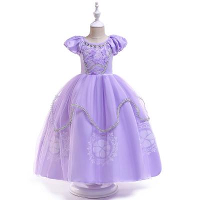 China Amazon Comfy Breathable Top Selling Item Kid Dress Up Costume Breath Sleeve Princess Sofia Dress SGMK-010 for sale