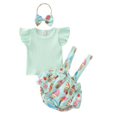 China New Design Toddler Summer Clothing Set Breathable Tops Girl Clothes Floral Printed Romper for sale