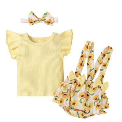 China Breathable New Summer Clothing Listing Autumn Outfits Floral Baby Romper Set for sale