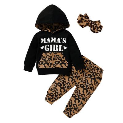 China GIRL MOM DADDY'S Hooded MOM DADDY'S Autumn Leopard Print Sweatershirt Girl Clothing Breathable Sets DGRT-129 for sale