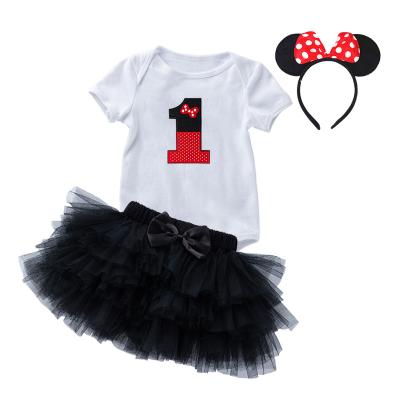 China Breathable Summer Minnie Dress Up Kids Dot Clothing Set Toddler Girls Minnie Dress For Children DGRT-106 for sale