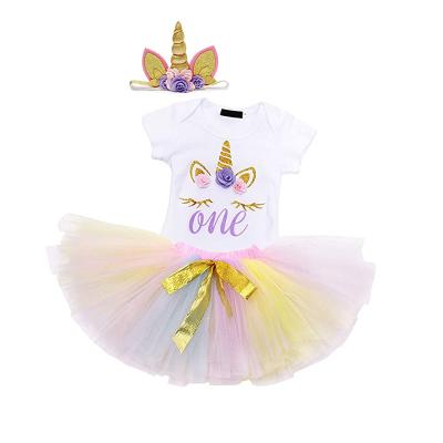 China Unicorn Ropmer headband DFirst birthday party +tutu dress+unicorn Unicorn Clothes Cake Headband 3PCS set tutu Unicorn Dress DGRT-006 for sale