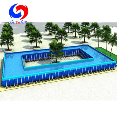 China 0.9mm PVC tarpaulin and powder coating metal frame special design heavy duty outdoor above ground swimming pool metal frame pool for sale for sale