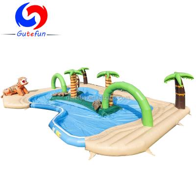 China Outdoor playground; Part ; Event ; Amusement park ; Commercial Boat World Water Festival Jungle Inflatable Water Park,Outdoor Inflatable Pool Islands For Kids for sale