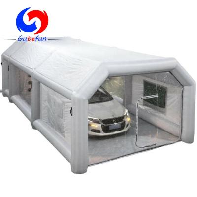 China Car Polishing Portable Inflatable Car Paint Spray Booth Tent GUTEFUN Booth 2 Blowers 26ftx15ftX10ft for sale