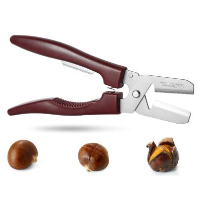 China Ktichen Cutting ABS Handle Chestnut Scissors Opening Peeling Tool Stainless Steel Chestnut Opener For Ready-to-ship for sale