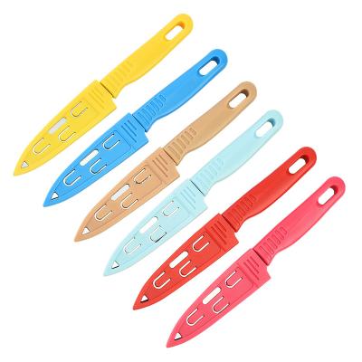 China Sustainable Color Stainless Steel China Peeler Plastic Handle Home Traditional Sheathed Fruit Knife for sale