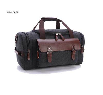 China Wholesale Durable Unisex Large Capacity Canvas Travel Luggage Bag Gym Sports Weekender Leather Bag Overnight Duffel Bag for sale