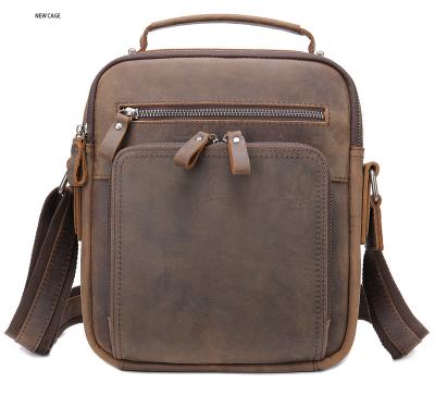 China Others Retro Brown Mens Cowhide Real Leather Messenger Bags For Men Fashion Mens Shoulder Bag Messenger Bag for sale