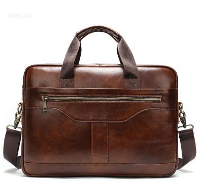 China Custom Logo Daily Used Wholesale Men's Briefcase Laptop Briefcase Waterproof Shoulder Bag Business Genuine Leather Briefcase for sale