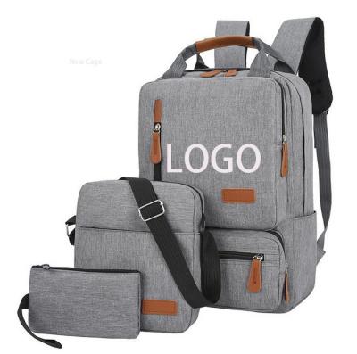 China Wholesale 3 Pieces Set Polyester Business Custom Waterproof Laptop Bag Nylon Business Laptop Backpack for sale