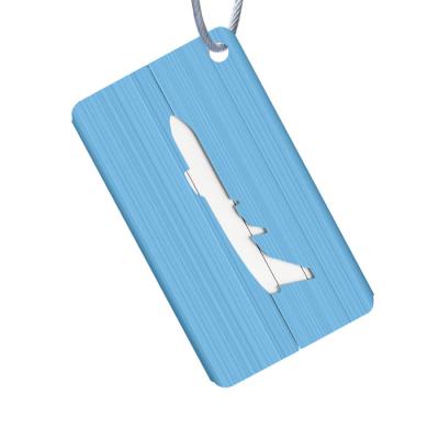 China Fashion Aluminium Alloy Luggage Tag with Name ID Card Perfect to Quickly Spot Luggage Suitcase Bag Brushed style Flight style for sale