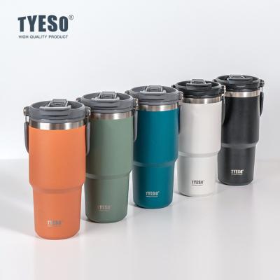 China TYESO Viable 20oz/25oz/30oz VACUUM INSULATED THERMAL TUMPER COFFEE MUG LARGE TRAVEL MUG WITH With Bpa Free Handle And Lid PC STRAW for sale