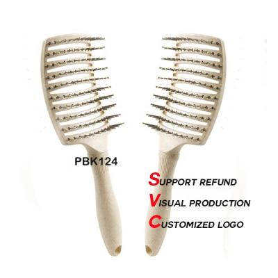 China Duct Hair Scalp Massage Comb Curve Boar Bristle Hair Brush Maker Home Salon Hair Styling Tools for sale