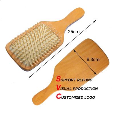 China Multifunctional Beauty Eqiupment Natural Wood Square Hair Brush Pad Massage Hair Brush Hair Shampoo Brush For Women for sale