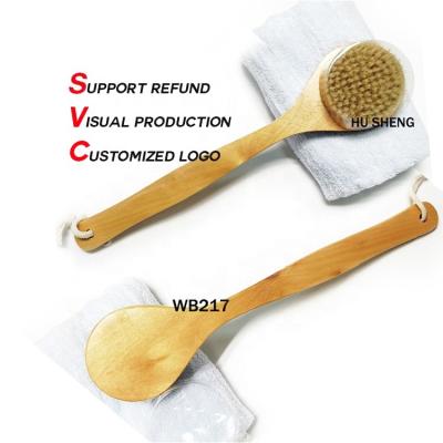 China EXFOLIATE Natural Wooden Long Handle Bath Body Brush Women Bathing Products Bamboo Pet Bath Brush for sale