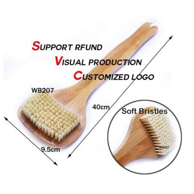 China EXFOLIATING Medium Handle High Quality Natural Bamboo Nylon Bristle SPA Bath Brush Organic Bamboo Shower Bath Brush For Shower for sale