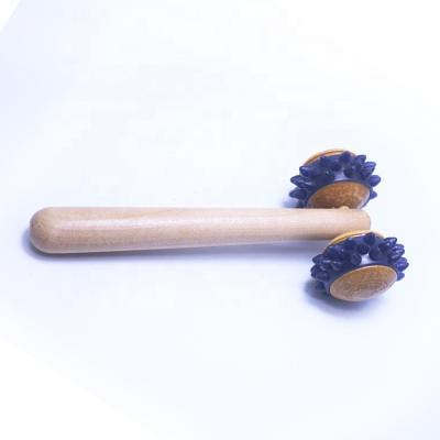 China Natural Wooden Long Back Body Massager Soft Back Shower Spa Wooden Body Brush PVC Massager for sale