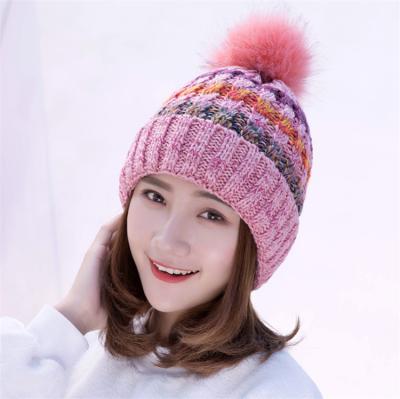 China Autumn/winter hat lady's COMMON edging wool hat and fur outer wool knit hat for sale