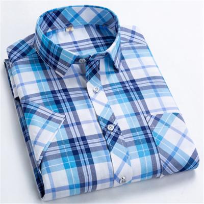 China Spring/summer 2020 new thin anti-pilling men's short-sleeved plaid shirt for sale