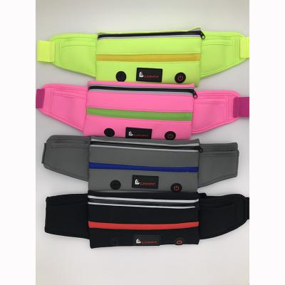 China New Night Use Eco-friendly Custom Canvas Polyester Waist Belt Sports Men Nylon Elastic Running Bag With LED For Money for sale