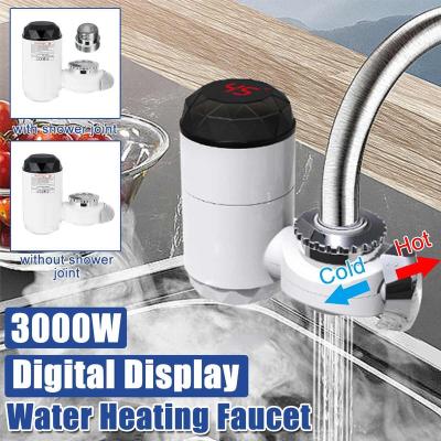 China Household EU Plug 3 Seconds Heater Kitchen Bathroom Digital Water Temperature Display Fast Electric Heating Tap 3000W 220V/50HZ for sale