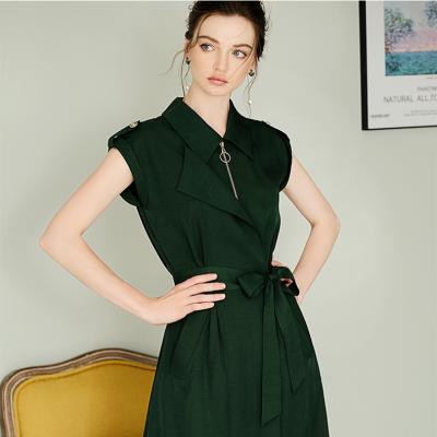 China Wholesale Tence Breathable Anorak Fashion Dark Green Women Dress New Arrivals Anti-wrinkle Design Sustainable Fashionable Women Clothing for sale