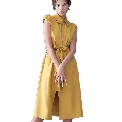 China Tencel Anti-static Yellow Ditch Long Career Dresses Dress Design For Elegant Ladies Fashion Clothes Women 2021 Summer New Arrives L010 for sale